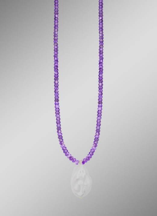 Halsketten - Halskette aus echten Amethyststeinen , in Farbe  Ansicht 1