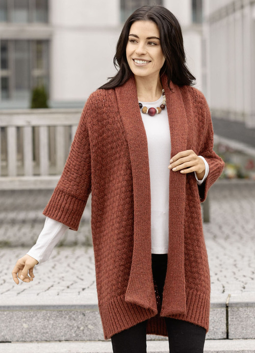 Basics - Strickjacke in Longform Basics - Strickjacke in Longform, in Größe L(44/46) bis XXL(52/54), in Farbe TERRA MELIERT