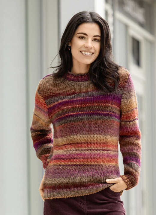 Langarm - Pullover mit Schurwolle Langarm - Pullover mit Schurwolle, in Größe L(44/46) bis XS(32/34), in Farbe ORANGE-BEERE-MULTICOLOR