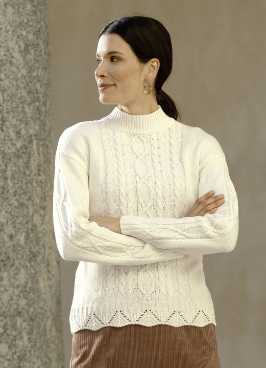 Basics - Pullover in Strukturmix, in Größe L(44/46) bis XS(32/34), in Farbe WOLLWEISS Ansicht 1