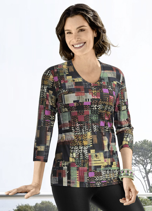 Klaus Modelle - Pullover in Feinstrick, in Größe 038 bis 054, in Farbe SCHWARZ-MULTICOLOR