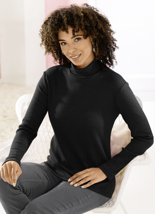 Klaus Modelle - Pullover in Rippenstrick, in Größe L(44/46) bis XXL(52/54), in Farbe SCHWARZ Ansicht 1