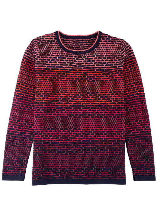 Langarm - Pullover in Farbverlauf, in Größe 038 bis 054, in Farbe SCHWARZ-ROT-MULTICOLOR Ansicht 1