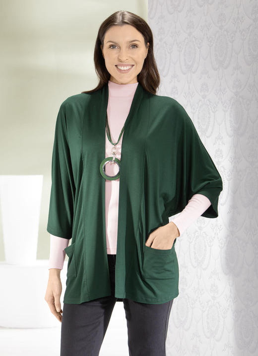 Shirtjacken - Shirtjacke in verschlussloser Form in 2 Farben Shirtjacken - Shirtjacke in verschlussloser Form in 2 Farben, in Größe 038 bis 050, in Farbe GRÜN
