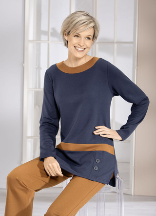 Sweatshirt mit Kontrastblende in 2 Farben