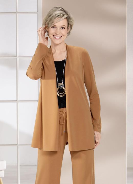 Shirtjacken - Shirtjacke in verschlussloser Form in 4 Farben, in Größe 038 bis 054, in Farbe CAMEL Ansicht 1