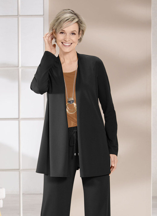Shirtjacken - Shirtjacke in verschlussloser Form in 4 Farben, in Größe 038 bis 054, in Farbe SCHWARZ Ansicht 1