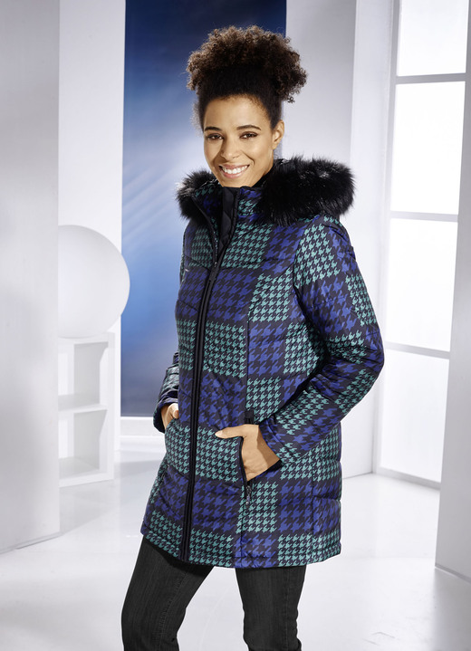 Winterjacken - Jacke mit Hahnentritt-Dessin Winterjacken - Jacke mit Hahnentritt-Dessin, in Größe 036 bis 054, in Farbe GRÜN-BLAU-SCHWARZ