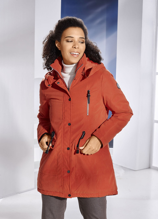 Winterjacken - Longjacke mit 2-Wege-Reißverschluss Winterjacken - Longjacke mit 2-Wege-Reißverschluss, in Größe 036 bis 052, in Farbe KÜRBIS