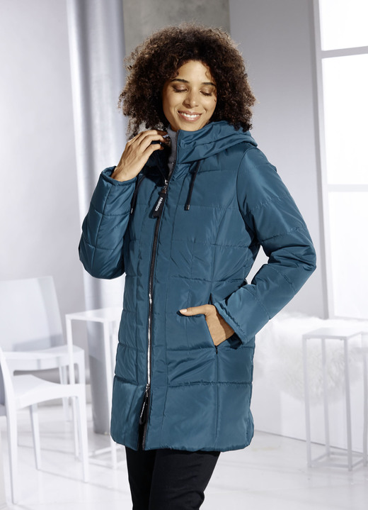 Winterjacken - Longjacke mit 2-Wege-Reißverschluss Winterjacken - Longjacke mit 2-Wege-Reißverschluss, in Größe 038 bis 054, in Farbe LAGUNE