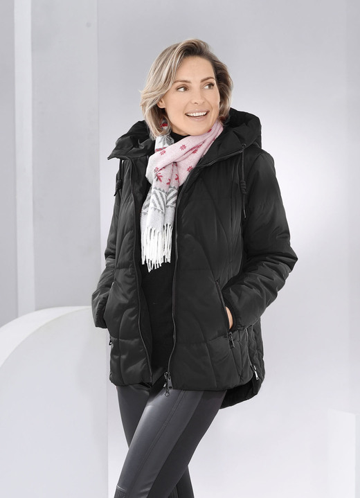 Winterjacken - Jacke mit verlängertem Rückteil Winterjacken - Jacke mit verlängertem Rückteil, in Größe 036 bis 052, in Farbe SCHWARZ