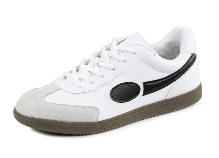 Slipper & Schnürschuhe - Sneaker aus Synthetik und Veloursleder, in Größe 040 bis 046, in Farbe WEISS-SCHWARZ Ansicht 1