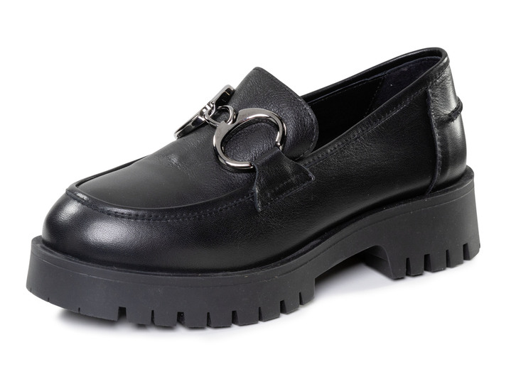 Slipper & Schnürschuhe - ELENA EDEN Loafer mit Metallschmuck, in Größe 036 bis 041, in Farbe SCHWARZ Ansicht 1