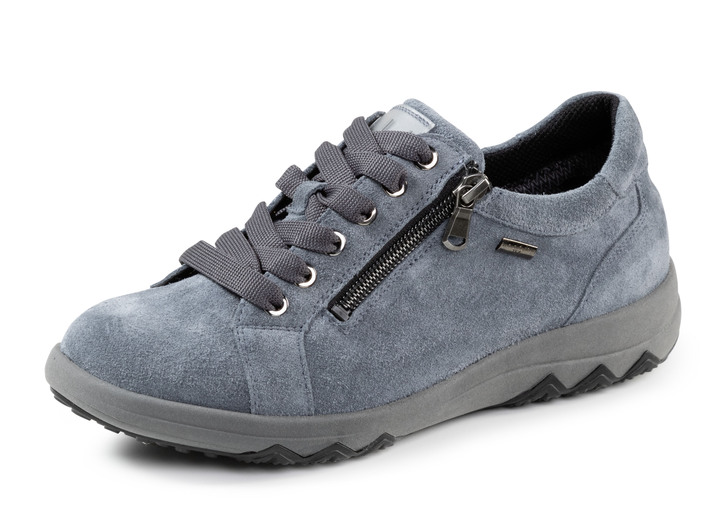 Slipper & Schnürschuhe - Waldläufer Schnürschuh aus weichem Veloursleder, in Größe 4 bis 8 1/2, in Farbe JEANSBLAU Ansicht 1