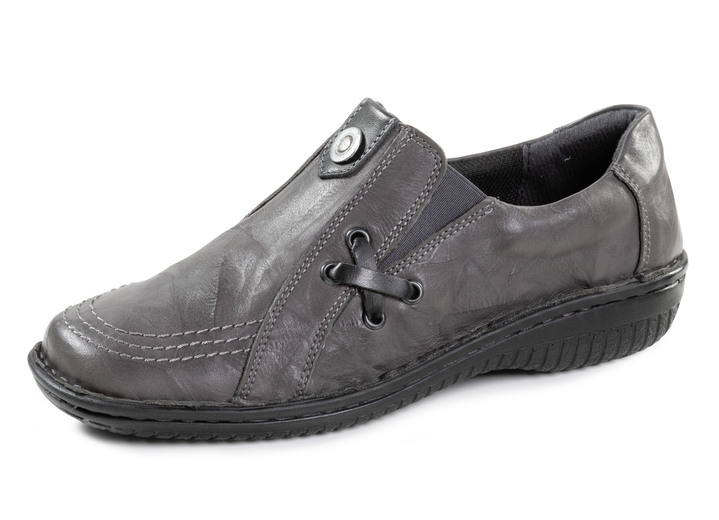 Elena Eden - ELENA EDEN-Slipper aus Nappaleder, in Größe 036 bis 042, in Farbe GRAU-SCHWARZ Ansicht 1