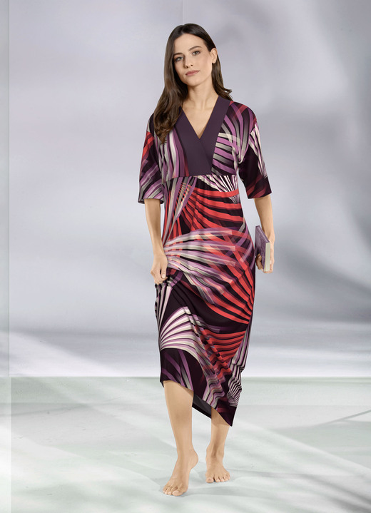 Homewear & Freizeitmode - Kaftan in Schlupfform, in Größe 038 bis 062, in Farbe AUBERGINE-BUNT