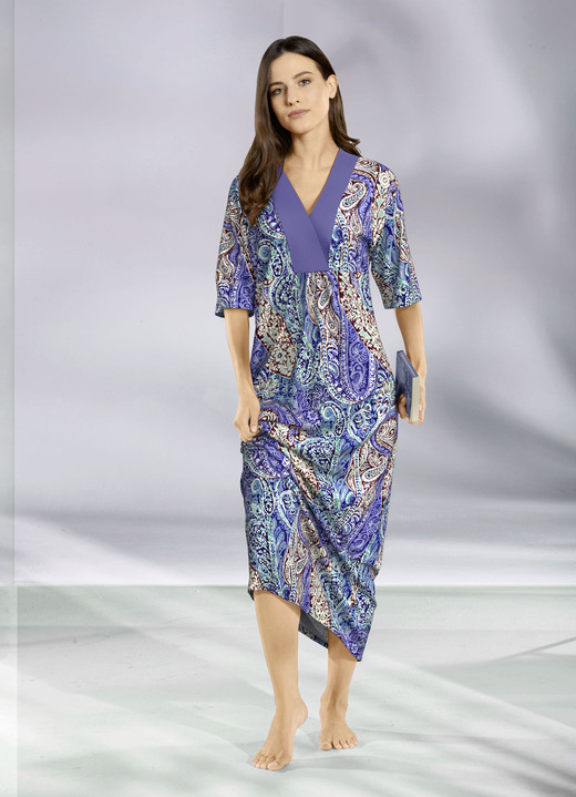 Homewear & Freizeitmode - Kaftan in Premium Qualität, in Größe 038 bis 062, in Farbe BLAU-LILA-BUNT