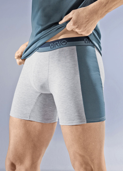 Pants & Boxershorts - Viererpack Pants mit seitlichen Einsätzen, in Größe 005 bis 011, in Farbe 2X GRAU MELIERT-RAUCHBLAU, 2X GRAU MELIERT-SCHWARZ Ansicht 1
