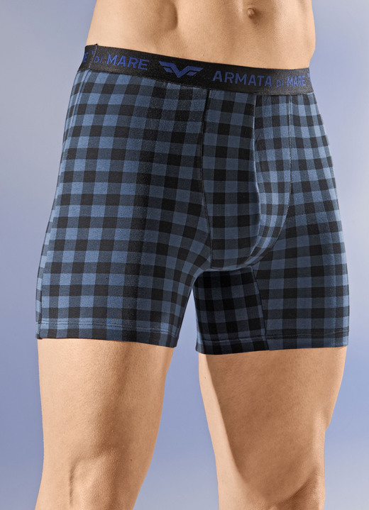 Pants & Boxershorts - Viererpack Pants mit Elastikbund, in Größe 004 bis 011, in Farbe 2X BLAU-SCHWARZ, 2X UNI BLAU