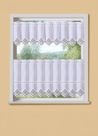 Kurzstore mit edler Macramé-Spitze und Stangendurchzug