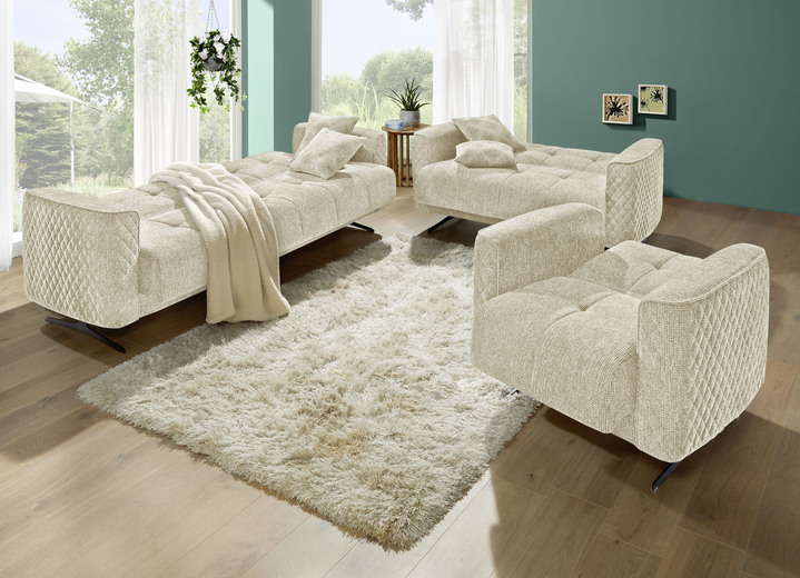 Polstergruppen - Polstermöbel mit Bettfunktion und Dekokissen, in Farbe CREME, in Ausführung Sessel Ansicht 1