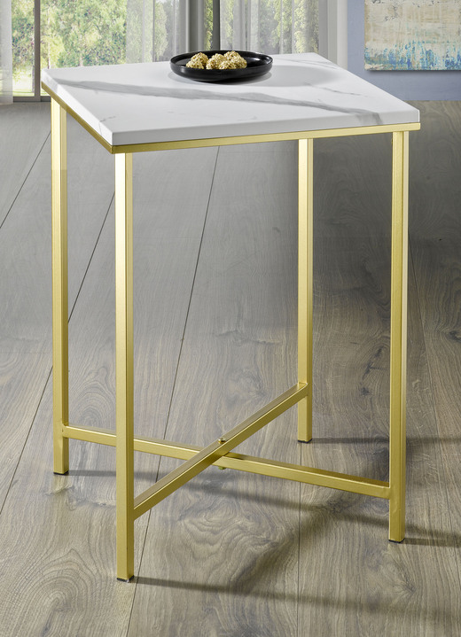 Beistelltische - Beistelltische aus goldfarben lackiertem Stahlrohr, in Farbe GOLD-MARMOROPTIK, in Ausführung Eckig Ansicht 1