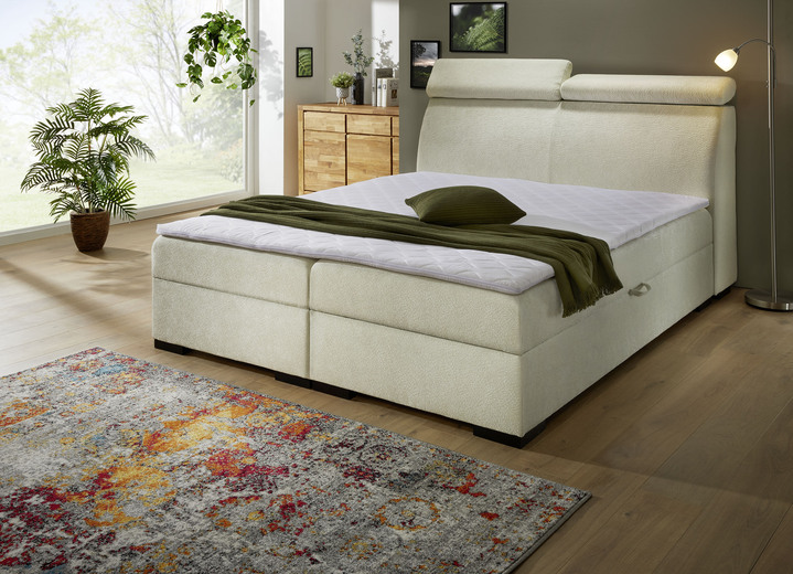 Boxspringbetten - Boxspringbett auf hochwertigem Echtholzgestell, in Farbe CREME Ansicht 1
