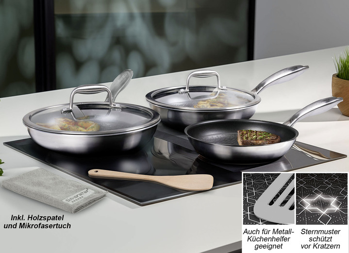 - Profi-Edelstahlpfannen-Set 7-teilig, in Farbe SILBER Ansicht 1