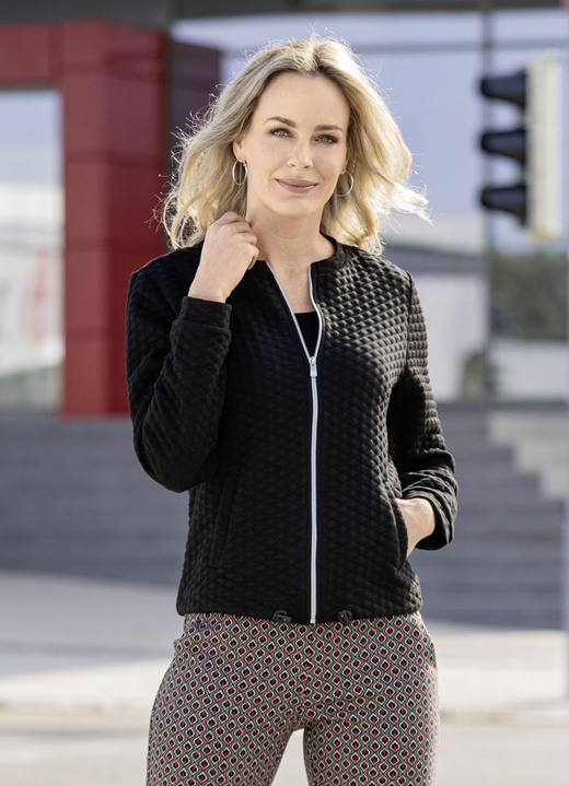 Blusen - Blusenjacke mit Stehkragen Blusen - Blusenjacke mit Stehkragen, in Größe 034 bis 050, in Farbe SCHWARZ