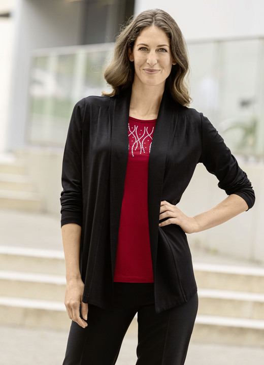 Shirtjacken - Shirtjacke in verschlussloser Form, in Größe 036 bis 052, in Farbe SCHWARZ