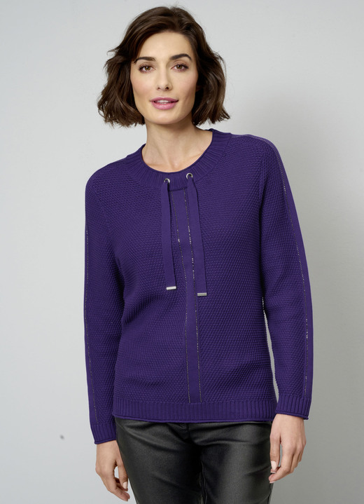 Pullover & Strickmode - Pullover aus reiner Baumwolle, in Größe 038 bis 052, in Farbe LILA Ansicht 1