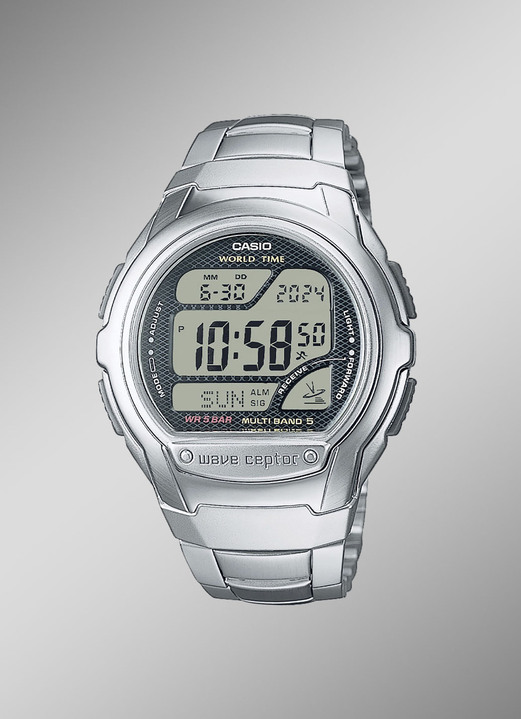 Digitaluhren - Casio Funk-Digital-Herrenuhr, in Farbe , in Ausführung mit Edelstahlband und Sicherheitsschließe Ansicht 1