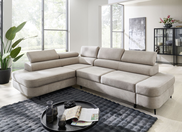 Polsterecken - Komfortable Polsterecke mit Funktion und Bettkasten, in Farbe BEIGE Ansicht 1