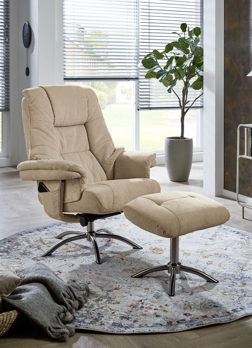 TV-Sessel / Relax-Sessel - Relax-Sessel mit Hocker und Gestell aus Metall, in Farbe BEIGE Ansicht 1