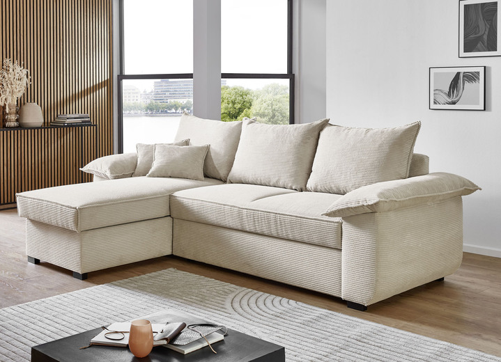 Polsterecken - Polsterecke mit Bettfunktion und Bettkasten, in Farbe CREME Ansicht 1