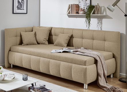 Studioliege mit Kissen-Set, 3-teilig, und Bettkasten