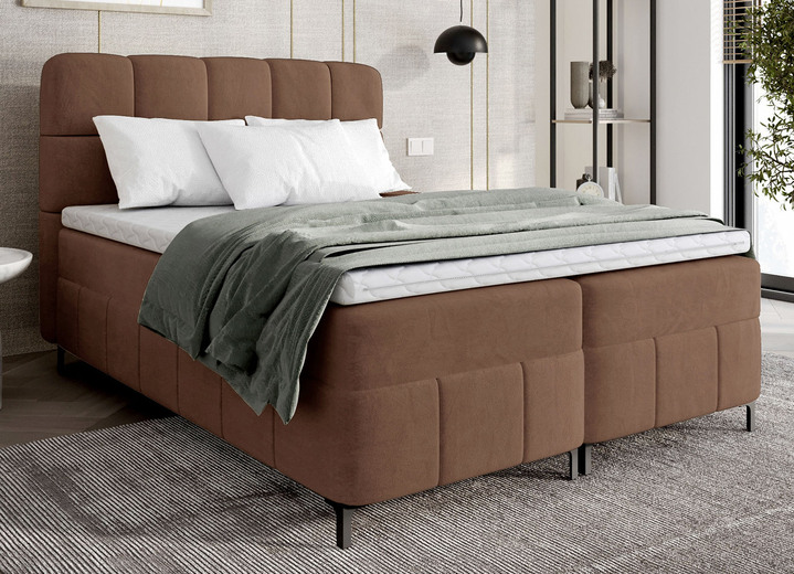 Boxspringbetten - Boxspringbett mit Bettkasten und Topper, in Farbe BRAUN Ansicht 1