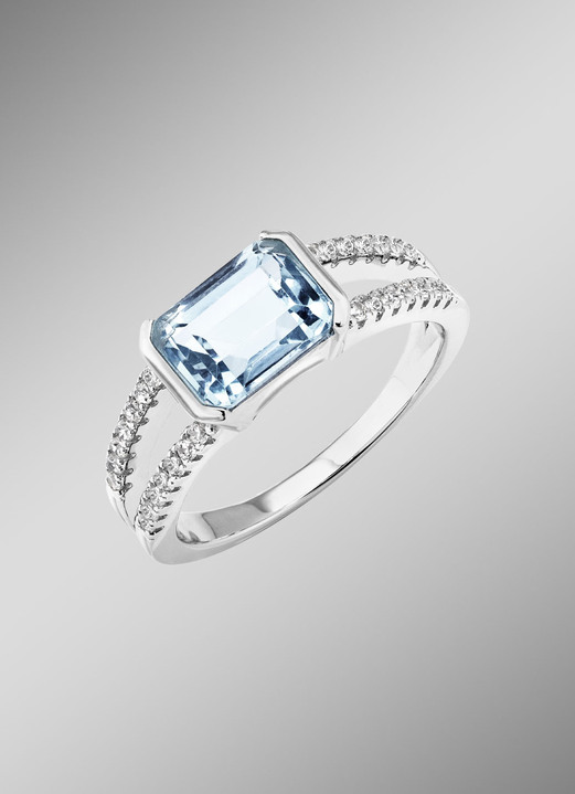 Ringe - Eleganz trifft auf Zeitlosigkeit: Damenring mit Blautopas und synth. Zirkonia, in Größe 160 bis 220, in Farbe  Ansicht 1