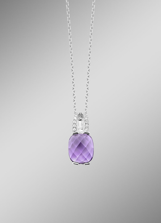 Anhänger - Zauberhafte Eleganz: Anhänger mit echt Amethyst und Ankerkette, in Farbe  Ansicht 1