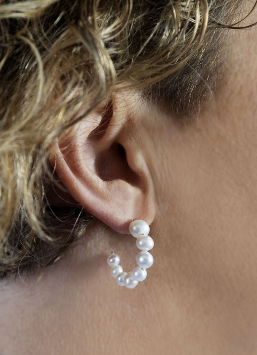 Ohrschmuck - Elegante Creolen mit Süßwasser-Zuchtperlen, in Farbe  Ansicht 1