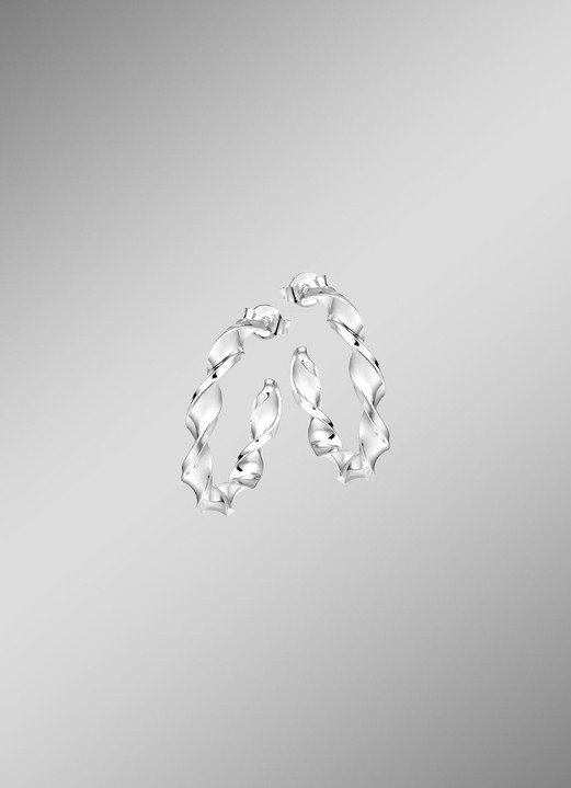 Ohrschmuck - Gedrehte Creolen in edlem Silber 925/- fein, in Farbe  Ansicht 1