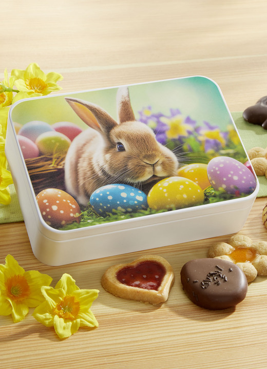 - Oster-Dose Osterhase mit Füllung , in Farbe BUNT