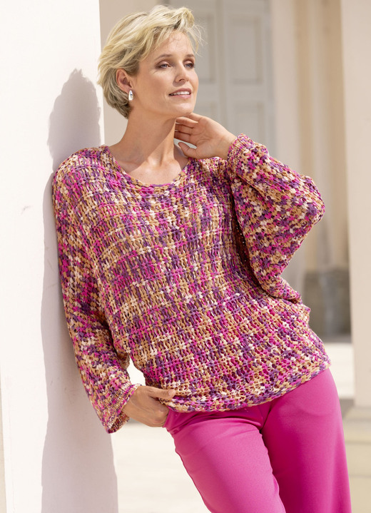 Pullover - Pullover aus hochwertigem Bändchengarn Pullover - Pullover aus hochwertigem Bändchengarn, in Größe L(44/46) bis XS(32/34), in Farbe PINK-LILA-MULTICOLOR