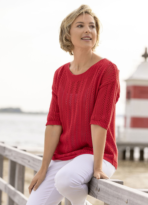 Basics - Pulli in Mustermix Basics - Pulli in Mustermix, in Größe 036 bis 052, in Farbe KIRSCHROT