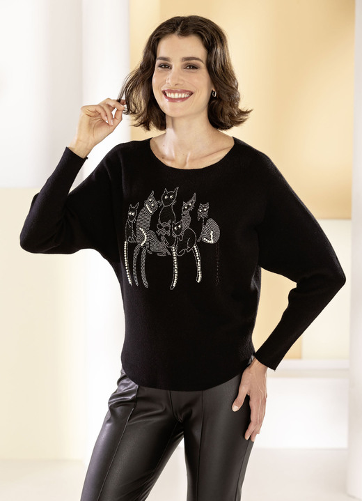 Pullover & Strickmode - Pullover in weichem Feinstrick Pullover & Strickmode - Pullover in weichem Feinstrick, in Größe L(44/46) bis XXL(52/54), in Farbe SCHWARZ