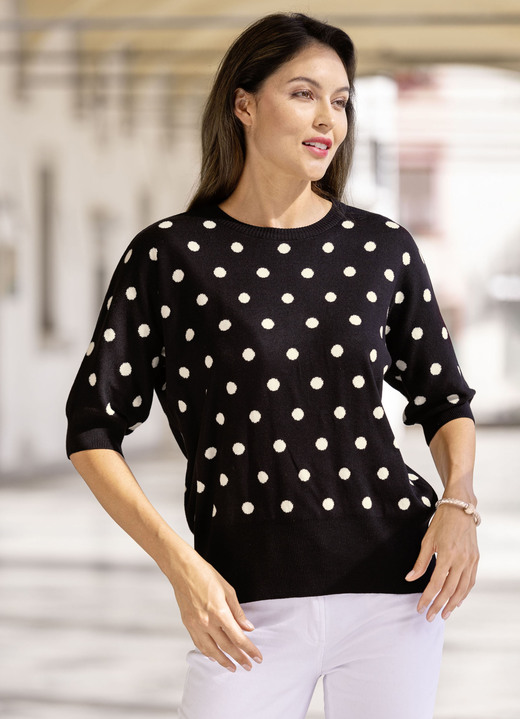 Pullover - Pullover mit sehr weichem Griff Pullover - Pullover mit sehr weichem Griff, in Größe L(44/46) bis XS(32/34), in Farbe SCHWARZ-CREME