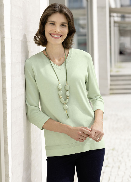 Pullover & Strickmode - Pullover mit Seide Pullover & Strickmode - Pullover mit Seide, in Größe 036 bis 052, in Farbe LINDGRÜN