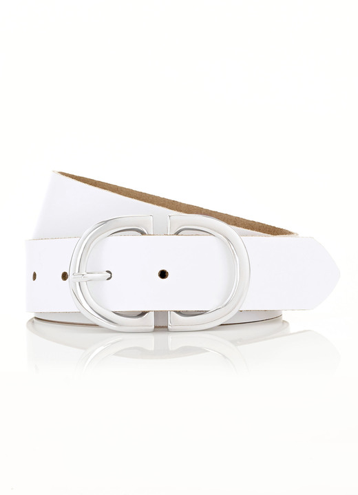 Gürtel - Modischer Damen-Gürtel aus Leder, 3,5 cm breit, in Größe 095 bis 115, in Farbe WEISS