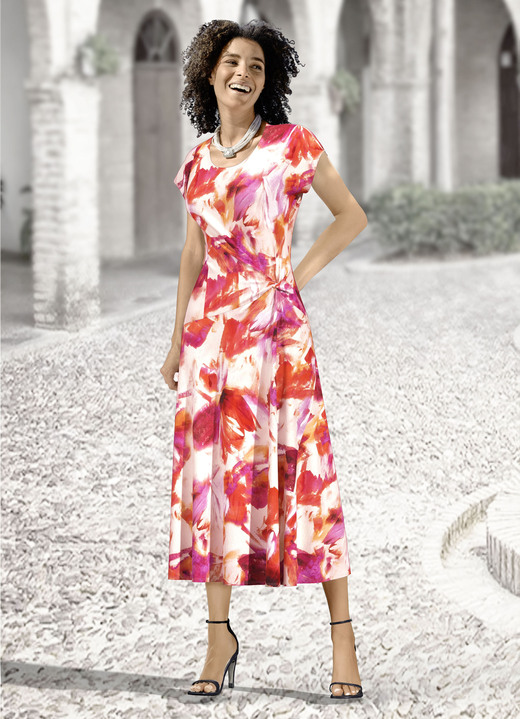 Kleider - Kleid mit raffinierter Knotentechnik Kleider - Kleid mit raffinierter Knotentechnik, in Größe 019 bis 054, in Farbe KORALLE-PINK-ECRU-BUNT