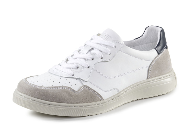 Slipper & Schnürschuhe - GINO GALANTE Sneaker teilweise mit Zierlochung, in Größe 040 bis 046, in Farbe WEISS-GRAU-BLAU Ansicht 1